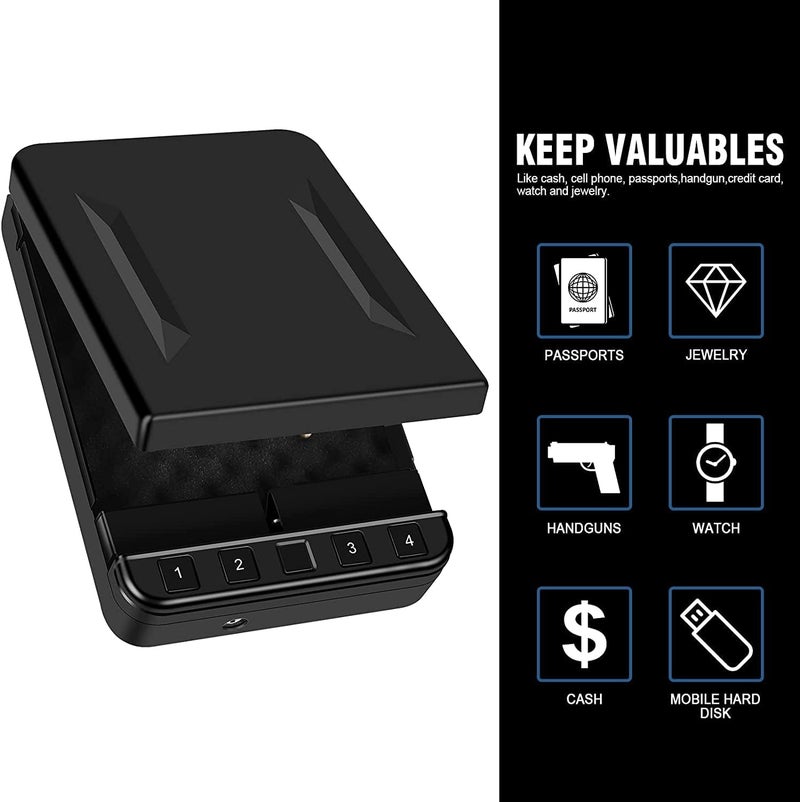 LANGGER V Gun Safe for Pistol, Quick Access Handgun Safe Firearm Lock Box, Gun Case for Home/Car/Travel - Image 2